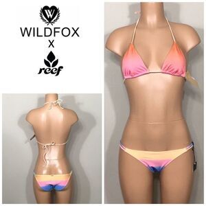 New. WILDFOX/Reef rainbow bikini. XS-too/M-bottom.